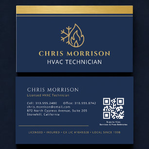 HLK-Unternehmens QR-Code in Navyblau Visitenkarte