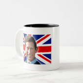 HM KING CHARLES III UNION JACK FLAG ZWEIFARBIGE TASSE (Vorderseite Links)