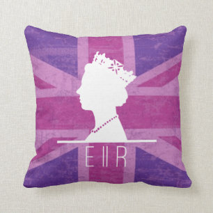 HM Königin Purple Grunge Union Jack Fahne Kissen