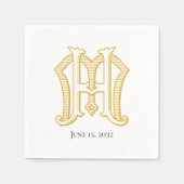 HM Monogram oder MH Monogram Napkins Serviette (Vorderseite)