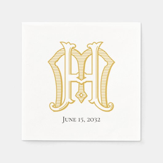 HM Monogram oder MH Monogram Napkins Serviette (Vorderseite)