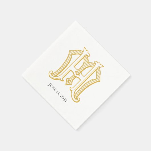 HM Monogram oder MH Monogram Napkins Serviette (Ecke)