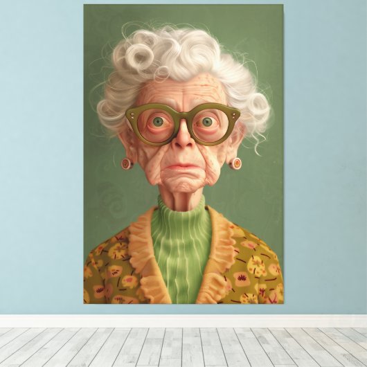 Hm? Oma Portrait Leinwanddruck (Insitu (Holzboden))