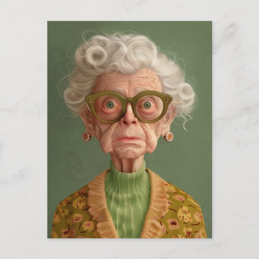 Hm? Oma Portrait Postkarte (Vorderseite)