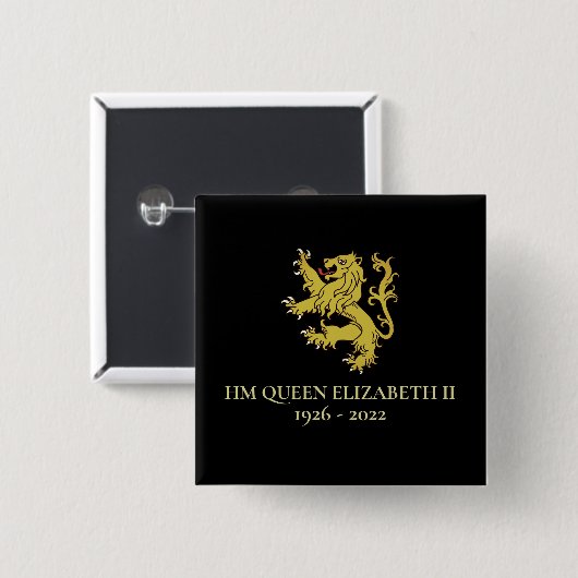HM Queen Elizabeth II Heraldry Lion Square Button (Vorne & Hinten)