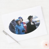 HM Queen Elizabeth II-Margaret Thatcher Ovaler Aufkleber (Umschlag)