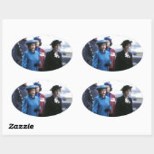 HM Queen Elizabeth II-Margaret Thatcher Ovaler Aufkleber (Blatt)