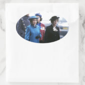 HM Queen Elizabeth II-Margaret Thatcher Ovaler Aufkleber (Tasche)