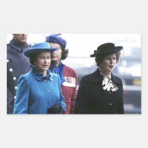 HM Queen Elizabeth II-Margaret Thatcher Rechteckiger Aufkleber