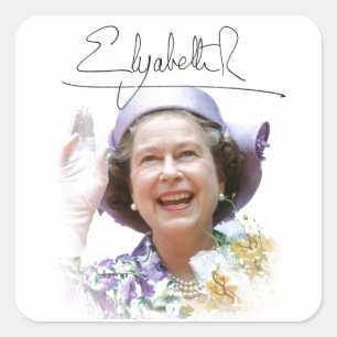 HM Queen Elizabeth II Quadratischer Aufkleber
