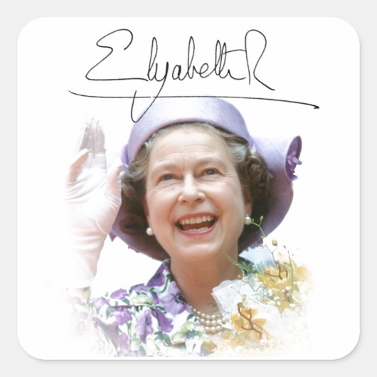 HM Queen Elizabeth II Quadratischer Aufkleber (Vorderseite)