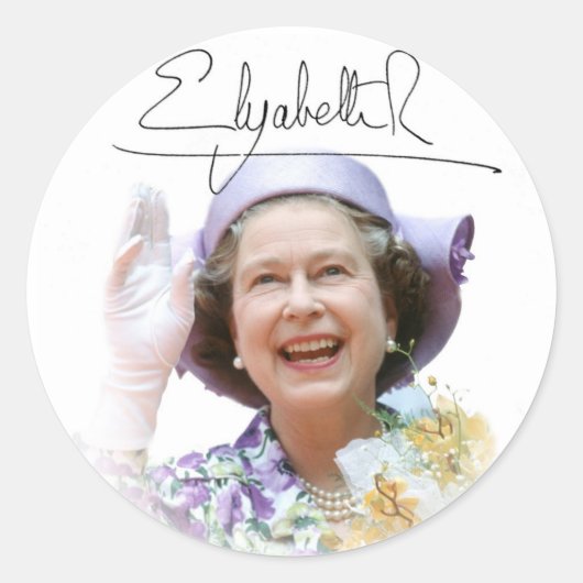 HM Queen Elizabeth II Runder Aufkleber (Vorderseite)