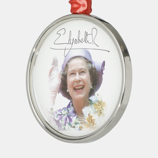 HM Queen Elizabeth II Silbernes Ornament (Links)