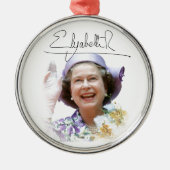 HM Queen Elizabeth II Silbernes Ornament (Vorne)