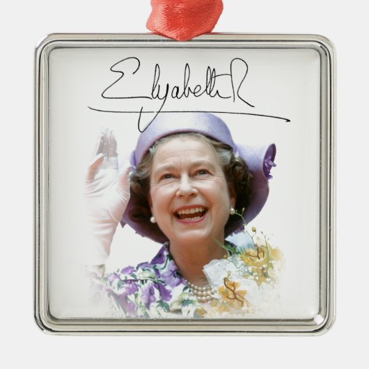 HM Queen Elizabeth II Silbernes Ornament (Vorne)