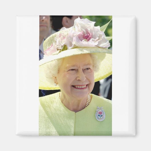 HM Queen Elizabeth II., Türkis Hat Professiona Magnet (Vorne)