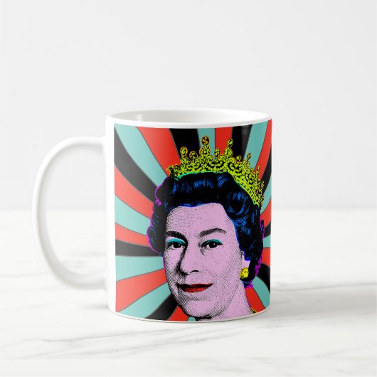 HM Queen Pop Art Modern Platinum Jubilee Kaffeetasse (Links)