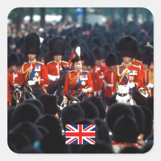 HM The Queen Elizabeth II Prinz Philip London Quadratischer Aufkleber (Vorderseite)