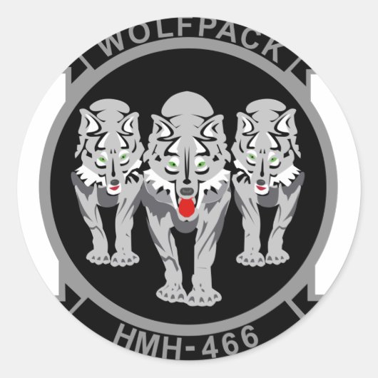 HMH-466 Wolfpack Runder Aufkleber (Vorderseite)