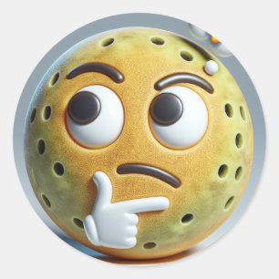 Hmm…– Denkender Pickleball-Emoji-Aufkleber Runder Aufkleber