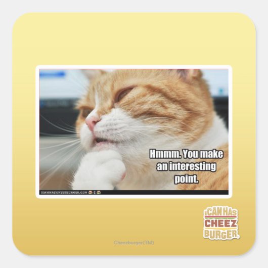 Hmmm. Quadratischer Aufkleber (Vorderseite)