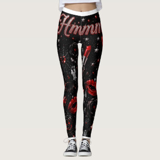 Hmmm Red Lipstick Gothic Glam Halloween Leggings