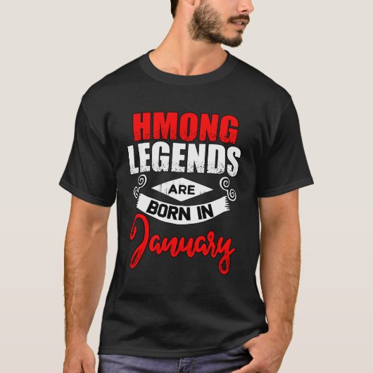 Hmong Hmoob Januar Geburtstag T-Shirt Geschenk (Vorderseite)