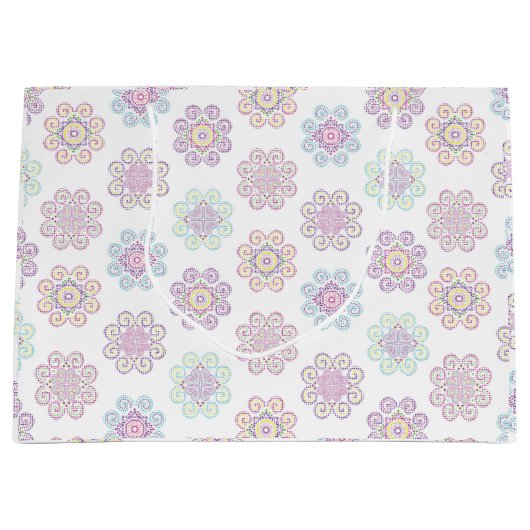 Hmong Inspirierte, helle Mustertüte Große Geschenktüte (Vorderseite)