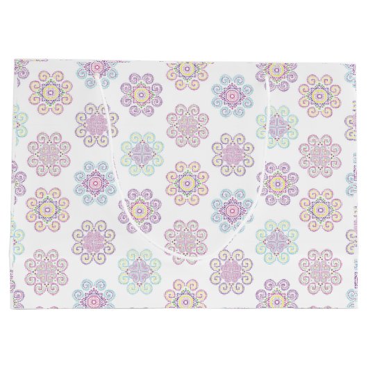 Hmong Inspirierte, helle Mustertüte Große Geschenktüte (Rückseite)