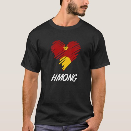Hmong Miao Ethnic Flag Day Proud Heart Liebe Vinta T-Shirt (Vorderseite)