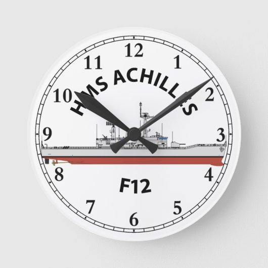 HMS ACHILLES - F12 - LEANDER ORIG RUNDE WANDUHR (Vorderseite)