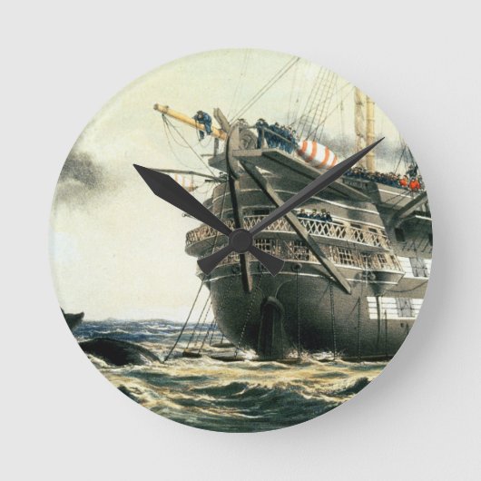 HMS Agamemnon laying the original Atlantic cable, Runde Wanduhr (Vorderseite)