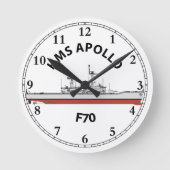 HMS APOLLO - F70 - LEANDER ORIG RUNDE WANDUHR (Vorderseite)