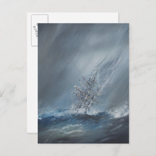 HMS-Beagle im Sturm vor Kap Horn 24. Dezember Postkarte (Vorne/Hinten)