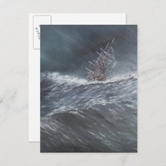 HMS-Beagle in einem Sturm vor Kap Hoorn Postkarte (Vorne/Hinten)