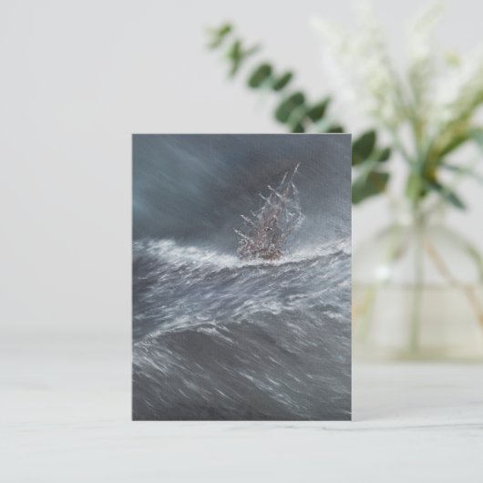 HMS-Beagle in einem Sturm vor Kap Hoorn Postkarte (Stehend Vorderseite)