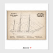 HMS Beagle Tall Ship Blueprint SD Aufkleber (Blatt)