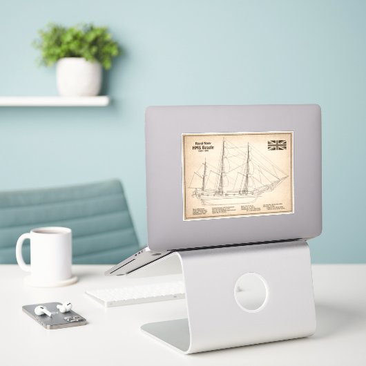 HMS Beagle Tall Ship Blueprint SD Aufkleber (Laptop auf Schreibtisch)