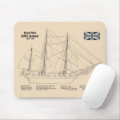HMS Beagle Tall Ship Blueprint SD Mousepad (Mit Mouse)