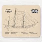 HMS Beagle Tall Ship Blueprint SD Mousepad (Vorne)