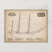 HMS Beagle Tall Ship Blueprint SD Postkarte (Vorderseite)