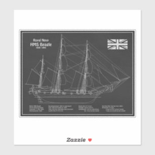 HMS Beagle Tall Ship - Schiffskollektor PD Aufkleber