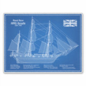 HMS Beagle Tall Ship - Schiffskopfdruck ABD Aufkleber (Vorderseite)