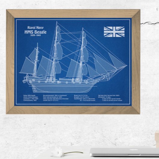 HMS Beagle Tall Ship - Schiffskopfdruck ABD Fotodruck