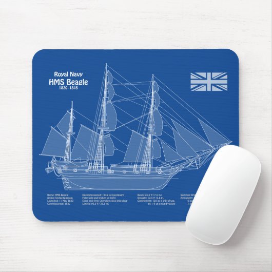 HMS Beagle Tall Ship - Schiffskopfdruck ABD Mousepad (Mit Mouse)