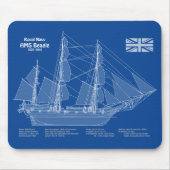 HMS Beagle Tall Ship - Schiffskopfdruck ABD Mousepad (Vorne)