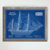 HMS Beagle Tall Ship - Schiffskopfdruck ABD Poster
