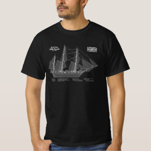 HMS Beagle Tall Ship - Schiffskopfdruck ABD T-Shirt