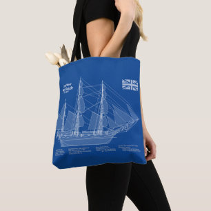 HMS Beagle Tall Ship - Schiffskopfdruck ABD Tasche