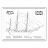 HMS Beagle Tall Ship - Schiffskopfdruck BD Aufkleber (Vorderseite)